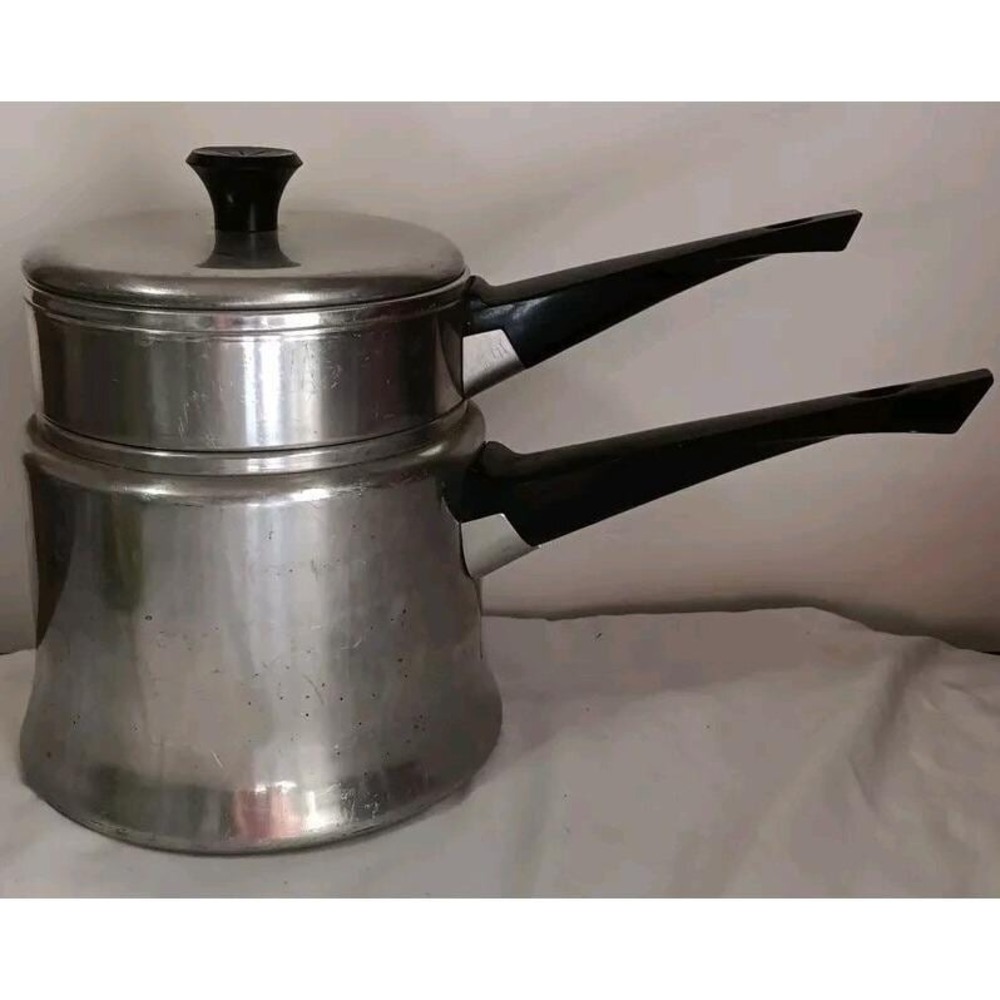 Vintage Mirro Aluminum Double Boiler Pot 1 1/2 Quart Model 801 Made‎ in USA